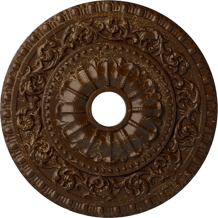 Ekena Millwork Vaduz Ceiling Medallion (Canopies up to 3 1/2"), 23 1/2"OD x 3 1/2"ID x 2 1/8"P, Root Beer Crackle CM23VARBC